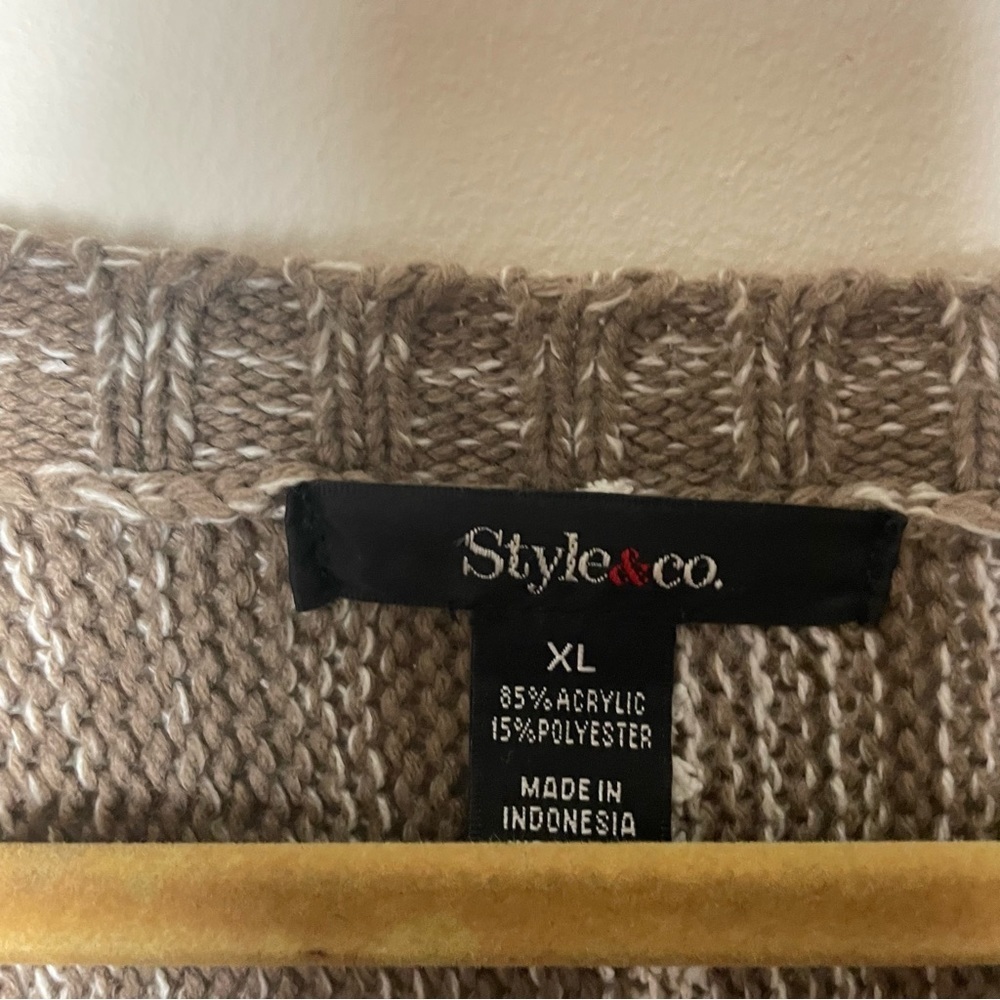 Style & Co Tan Fringe Sweater Size XL - Picture 6 of 6
